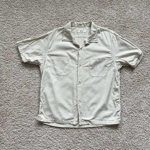 Buck Mason Draped Twill S/S/ Camp Shirt – Large, Silver Birch